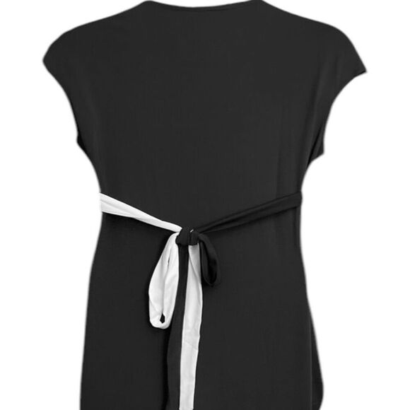 Black & White Colorblock Wrap Tie Midi Dress Size XXL NEW - Picture 3 of 9